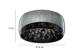 Kristall LED Deckenleuchte Glas Chrom verspiegelt & Rauchglas Optik, Ø 34cm