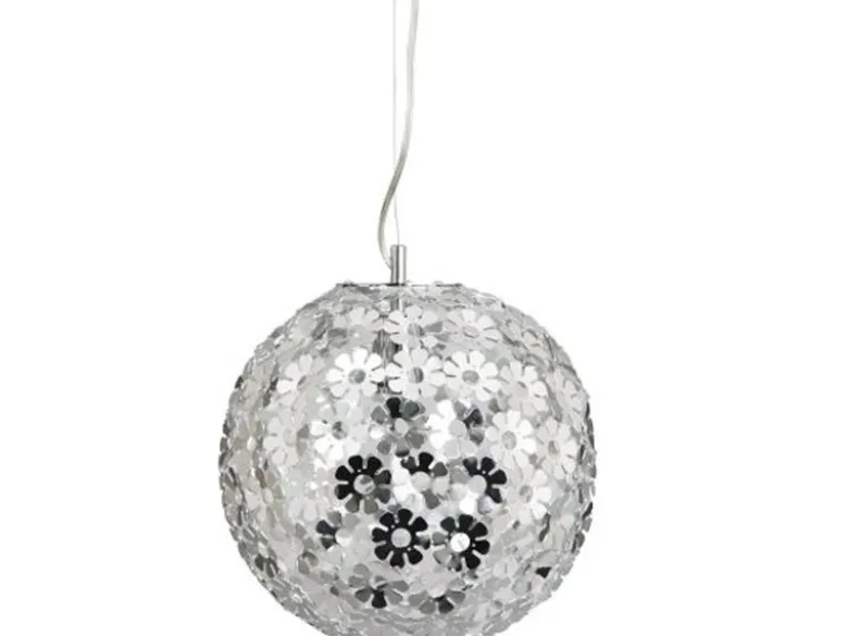 Kugel-Pendelleuchte aus verchromten Aluminiumblumen, stilvolles Design, Ø 30cm