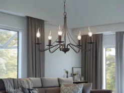 Landhaus LED Kronleuchter 5-flammig Metall in Rostoptik Ø 55cm