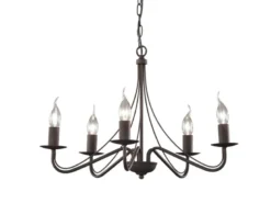 Landhaus LED Kronleuchter 5-flammig Metall in Rostoptik Ø 55cm
