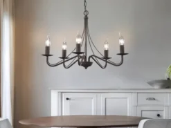 Landhaus LED Kronleuchter 5-flammig Metall in Rostoptik Ø 55cm