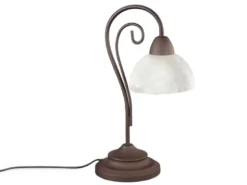 Landhaus LED Tischleuchte in Rostoptik mit Glas Lampenschirm, Höhe 40cm