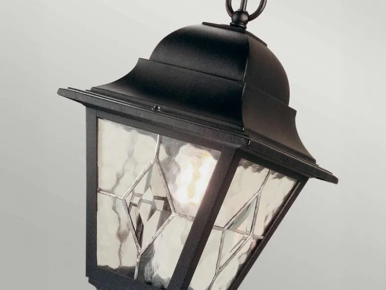 Landhausstil Außen Hängelampe NORFOLK Kettenlaterne mit Bleiglas, max. Höhe 60cm