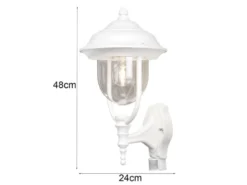 Landhausstil Außenwandleuchte PARMA Weiß mit Bewegungsmelder, Höhe 48cm