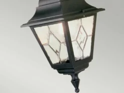 Landhausstil Außenwandleuchte NORFOLK Laterne hängend mit Bleiglas, Höhe 45cm