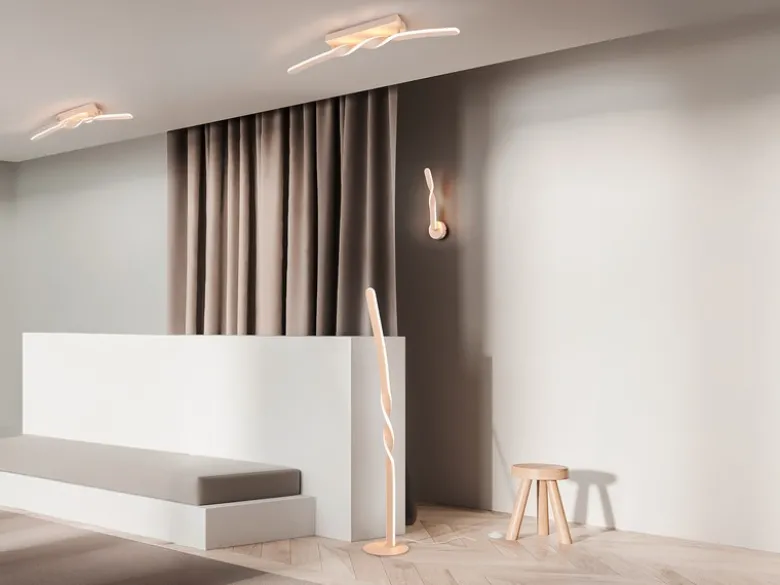 Lange LED Deckenleuchte GINKO Metall Beige, Breite 79cm