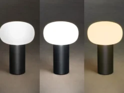LED Akku Outdoor Tischleuchte ANTIBES mit RGB Farbwechsel, Schwarz Höhe 19cm