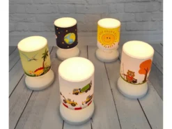 LED Akku Tischleuchte mit Waldtier Motiven per USB aufladbar, Höhe 20cm