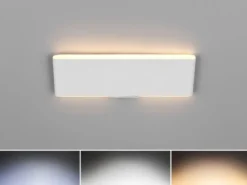 LED Akku Wandleuchte mit Fernbedienung, per USB aufladbar, Weiß Breite 22cm