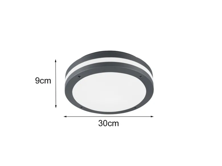 LED Außen Deckenleuchte Wandleuchte 2er SET mit Bewegungsmelder Anthrazit, Ø30cm