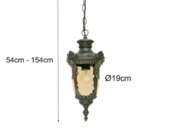 LED Außen Hängeleuchte im Jugendstil mit Amberglas, Ø19cm