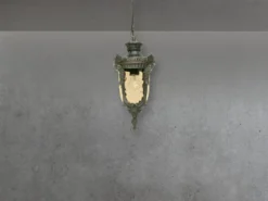 LED Außen Hängeleuchte im Jugendstil mit Amberglas, Ø19cm