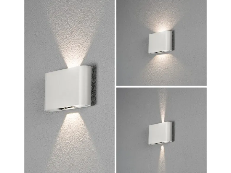 LED Außenleuchte CHIERI Weiß Up and Down Wandlampe Außenbereich B.18cm, H.11cm