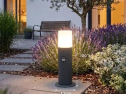 LED Außen Sockelleuchte Anthrazit mit Bewegungsmelder, Höhe 30cm