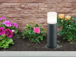 LED Außen Sockelleuchte aus Aluminium in Anthrazit E27, Höhe 30cm