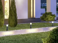 LED Außen Sockelleuchte aus Aluminium in Anthrazit E27, Höhe 30cm