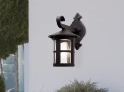 LED Außen Wandlaterne aus Alu im Landhausstil, Schwarz Höhe 29cm