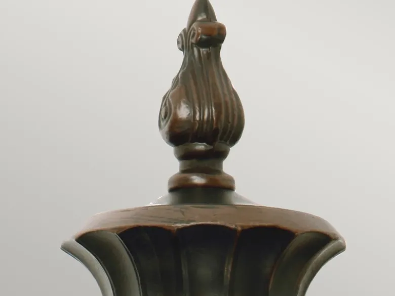 LED Außenwandlaterne im Jugendstil mit Amberglas, stehend Höhe 64cm