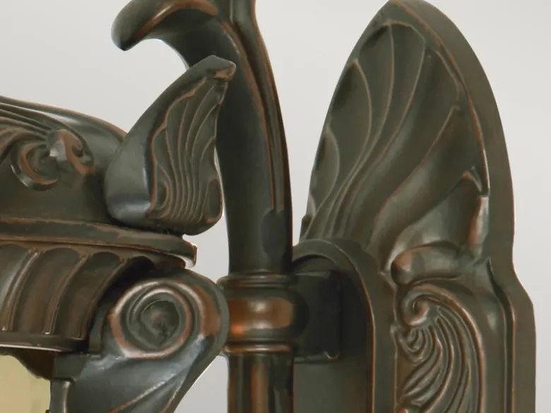 LED Außenwandlaterne im Jugendstil mit Amberglas, stehend Höhe 64cm