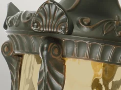LED Außenwandlaterne im Jugendstil mit Amberglas, hängend Höhe 64cm