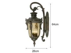 LED Außenwandlaterne im Jugendstil mit Amberglas, hängend Höhe 64cm