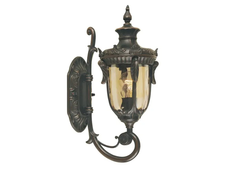 LED Außenwandlaterne im Jugendstil mit Amberglas, stehend Höhe 43cm