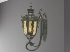 LED Außenwandlaterne im Jugendstil mit Amberglas, stehend Höhe 53cm