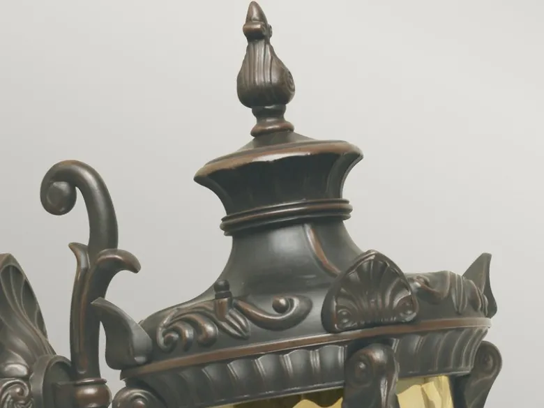 LED Außenwandlaterne im Jugendstil mit Amberglas, stehend Höhe 53cm