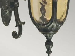 LED Außenwandlaterne im Jugendstil mit Amberglas, hängend Höhe 52cm