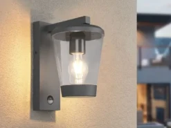 LED Außen Wandlaterne mit Bewegungsmelder Höhe 28cm, Anthrazit