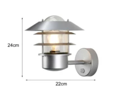 LED Außenwand Laterne mit Bewegungsmelder, Silber Höhe 24cm