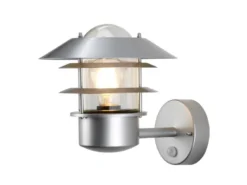 LED Außenwand Laterne mit Bewegungsmelder, Silber Höhe 24cm