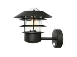 LED Außenwand Laterne mit Bewegungsmelder, Schwarz Höhe 24cm