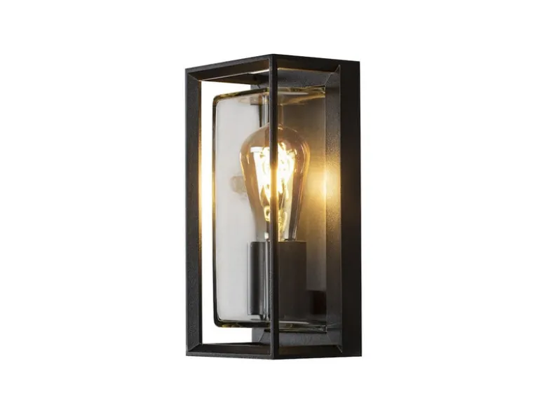 LED Außenwandlaterne mit Bewegungsmelder, Höhe 26cm, Alu Schwarz