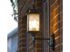 LED Außen Wandlaterne stehend im Landhausstil, schwarz, Höhe 53cm