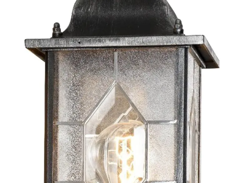 LED Außen Wandlaterne stehend im Landhausstil, mit Bewegungsmelder, schwarz