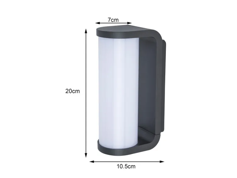 LED Außenwandleuchte ADALYN Schwarz, Glas-Zylinder IP44, 7x20cm
