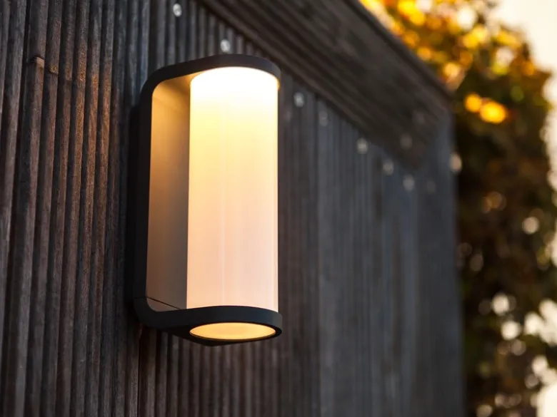 LED Außenwandleuchte ADALYN Schwarz, Glas-Zylinder IP44, 7x20cm