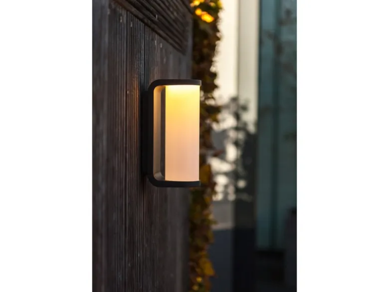 LED Außenwandleuchte ADALYN Schwarz, Glas-Zylinder IP44, 7x20cm