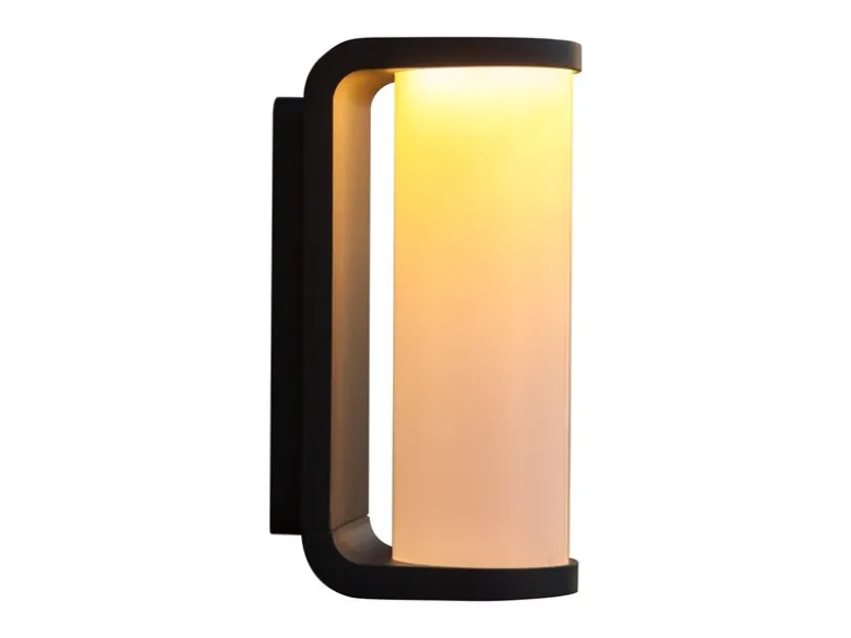 LED Außenwandleuchte ADALYN Schwarz, Glas-Zylinder IP44, 7x20cm