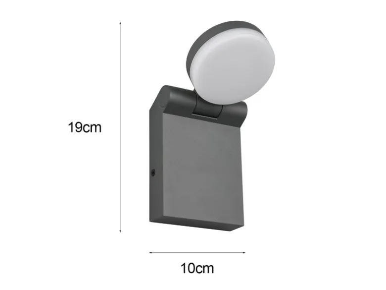 LED Außenwandleuchte ADOUR Leuchtenkopf einstellbar, Schwarz Höhe 19cm