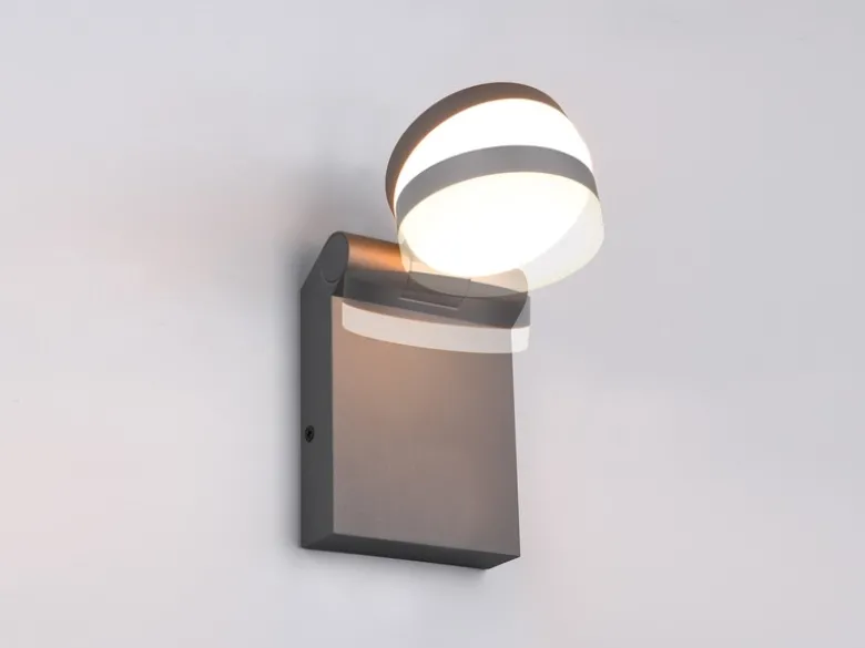 LED Außenwandleuchte ADOUR Leuchtenkopf einstellbar, Schwarz Höhe 19cm