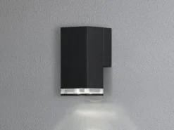 LED Außenwandleuchte ALU Down Light Schwarz Effektstreifen IP44, Höhe 16,5cm