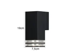 LED Außenwandleuchte ALU Down Light Schwarz Effektstreifen IP44, Höhe 19cm