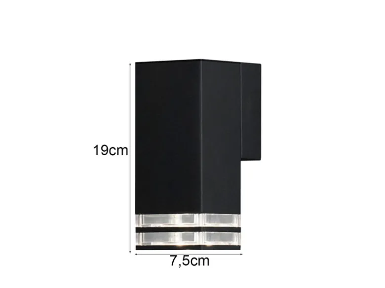 LED Außenwandleuchte ALU Down Light Schwarz Effektstreifen IP44, Höhe 19cm