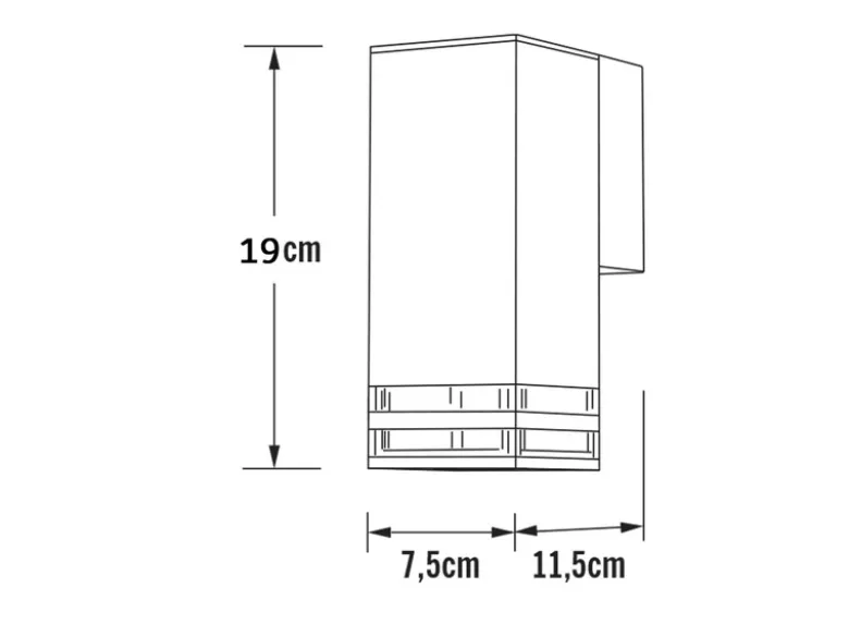 LED Außenwandleuchte ALU Down Light Schwarz Effektstreifen IP44, Höhe 19cm