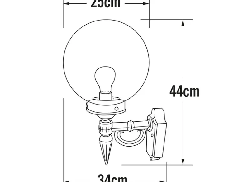 LED Außenwandleuchte Aluminium Schwarz mit Glaskugel, Höhe 44cm