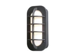 LED Außenwandleuchte, Aluminium Schwarz & Opalglas, Höhe 36cm