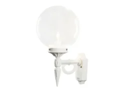 LED Außenwandleuchte Aluminium Weiß mit Glaskugel, Höhe 44cm