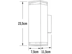 LED Außenwandleuchte ALU Up and Down Schwarz Effektstreifen IP44, Höhe 23,5cm